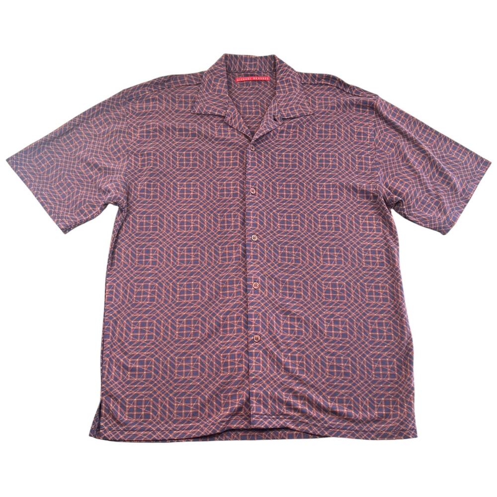Michael Brandon Geometric Camp Collar Short Sleeve Shirt Men’s L